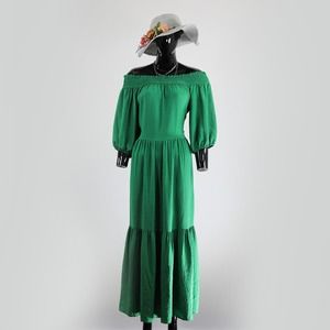 Green Off-Shoulder F&F Bohemian Maxi Dress Summer